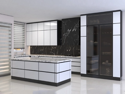 آشپزخانه مدرن سفیدمشکی