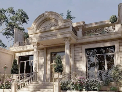 نمای ویلایی کلاسیک تاج دار